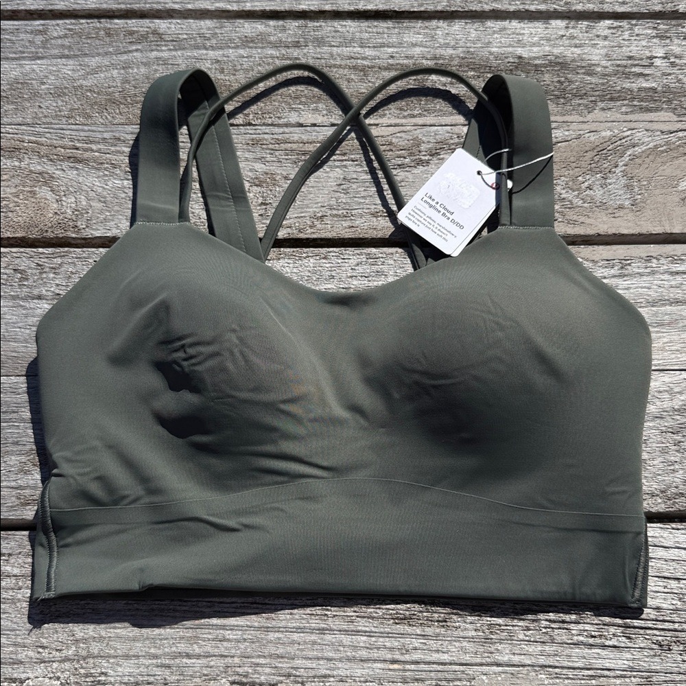 Lululemon Like a Cloud Longline Bra D/DD Cup palm deco green size 6 NWT